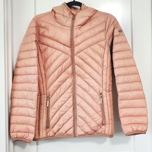 Michael Kors Blush Pink Packable Down Fill Puffer Coat Jacket, Size Medium